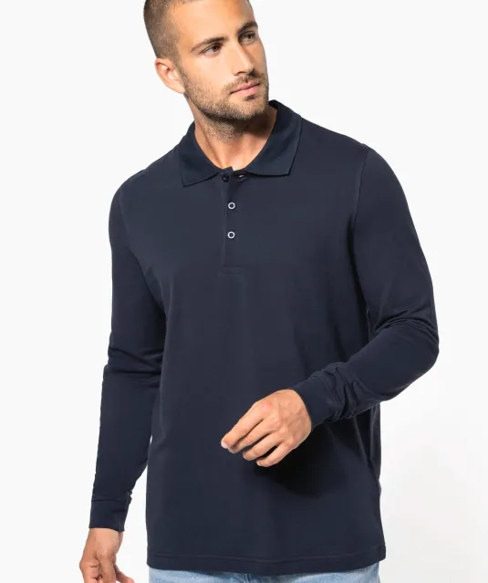 K256 - Piqué-herenpolo lange mouwen White