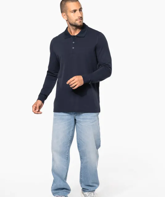 K256 - Piqué-herenpolo lange mouwen White