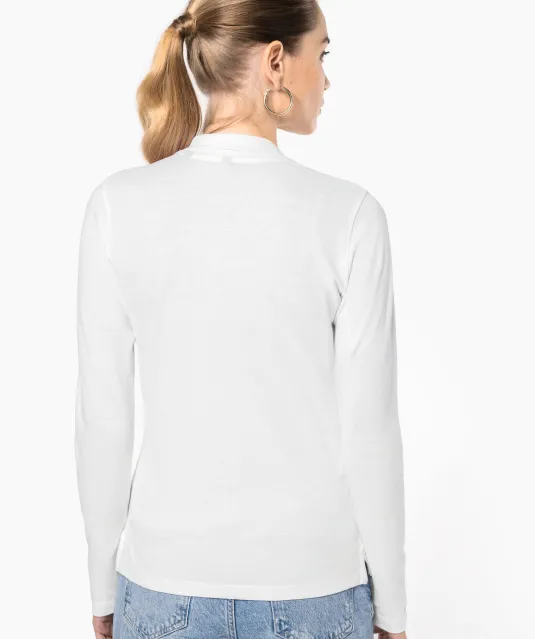 K257 - Piqué-damespolo lange mouwen White
