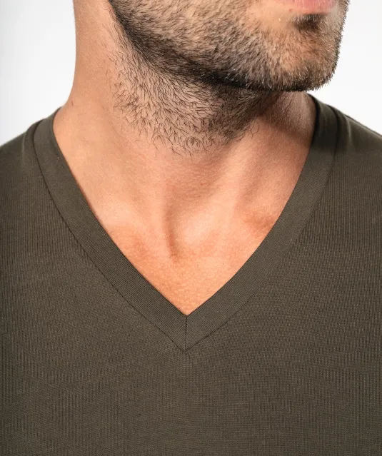 K358 - T-shirt V-hals lange mouwen White