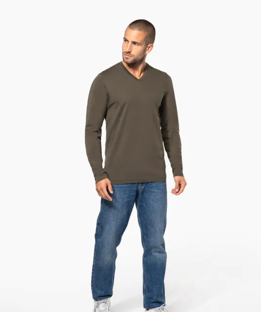 K358 - T-shirt V-hals lange mouwen White