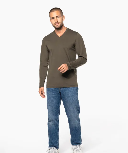 K358 - T-shirt V-hals lange mouwen White