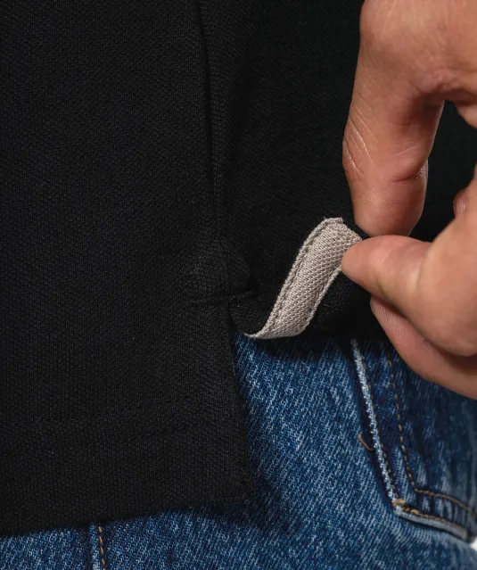 K280 - Heren polo van piquétricot met lange mouwen Black / Light Grey / White