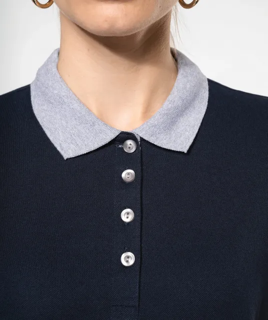 K259 - Piqué-damespolo tweekleurig Black / Oxford Grey