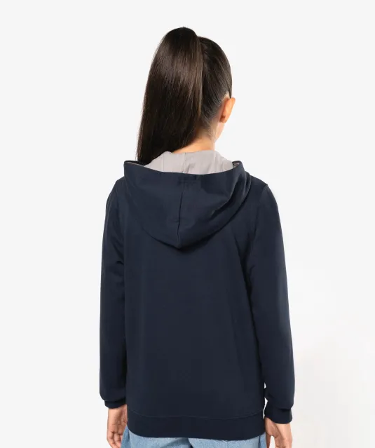 K486 - Kindersweatvest met capuchon Black / Fine Grey