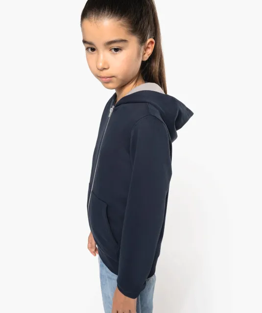 K486 - Kindersweatvest met capuchon Black / Fine Grey