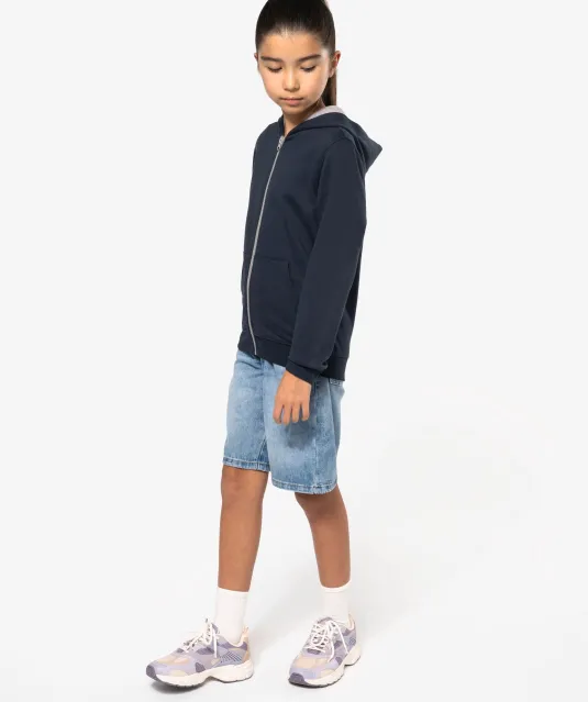 K486 - Kindersweatvest met capuchon Black / Fine Grey