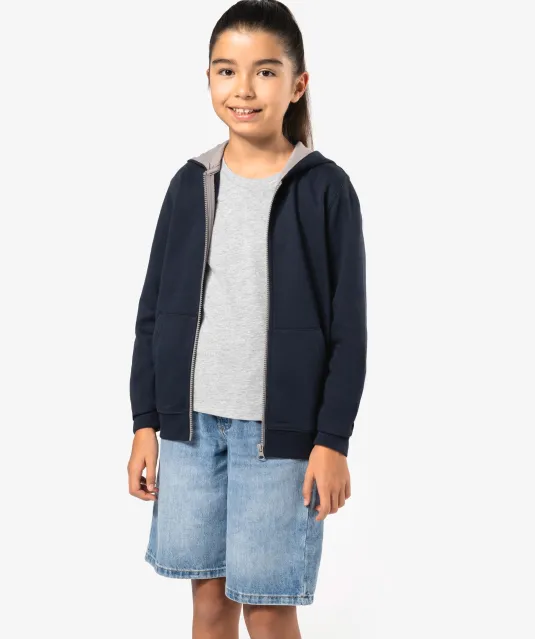 K486 - Kindersweatvest met capuchon Black / Fine Grey