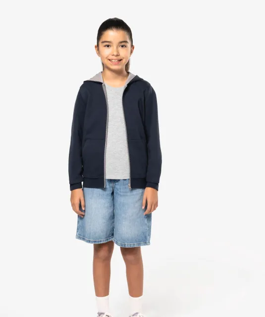 K486 - Kindersweatvest met capuchon Black / Fine Grey