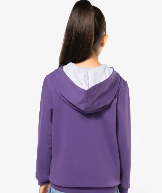 K453 - Kinder Sweater met gecontrasteerde capuchon Black / Red