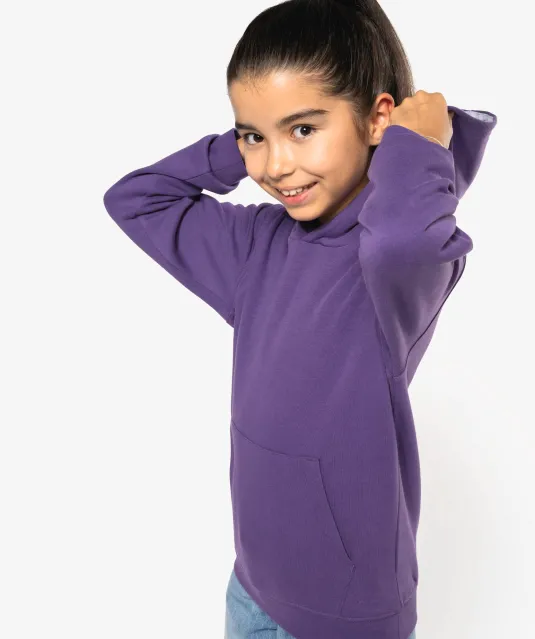 K453 - Kinder Sweater met gecontrasteerde capuchon Black / Red