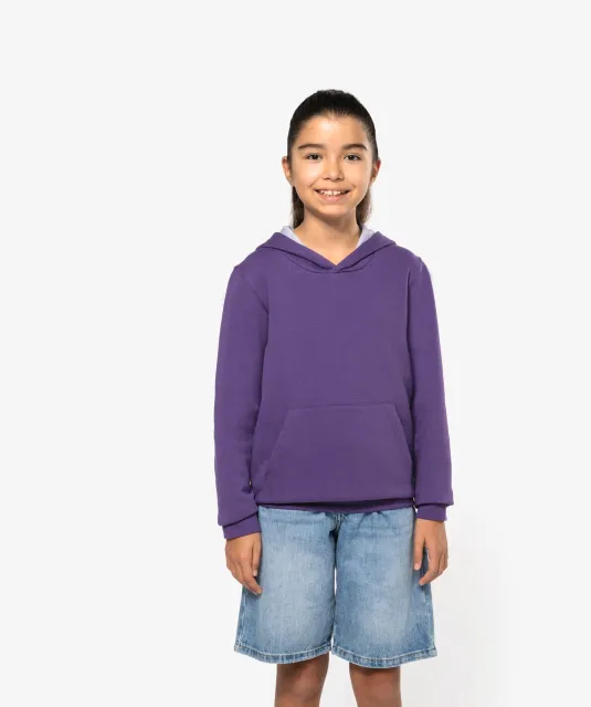 K453 - Kinder Sweater met gecontrasteerde capuchon Black / Red