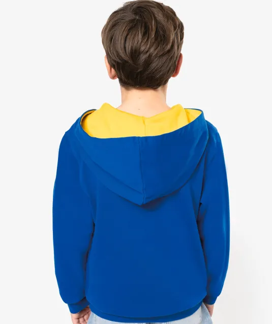 K453 - Kinder Sweater met gecontrasteerde capuchon Black / Red