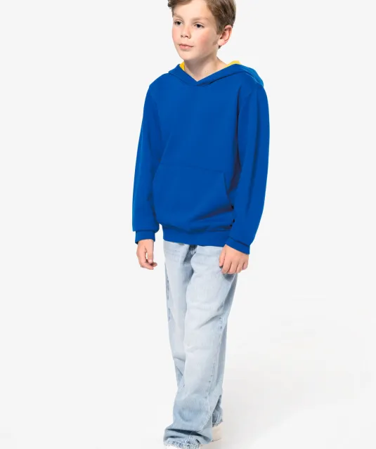 K453 - Kinder Sweater met gecontrasteerde capuchon Black / Red