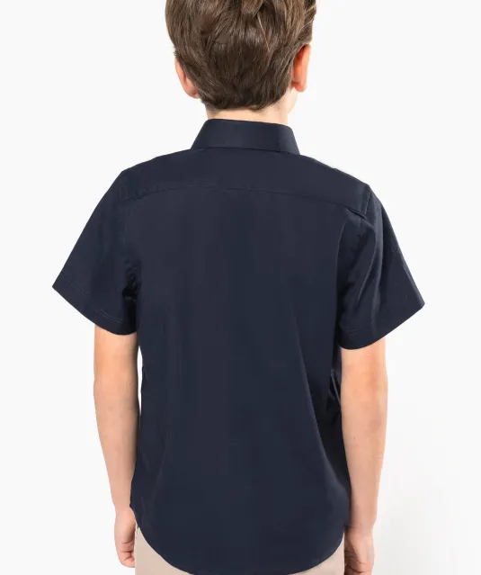 K520 - Kinder poplin overhemd korte mouwen White