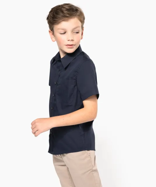 K520 - Kinder poplin overhemd korte mouwen White