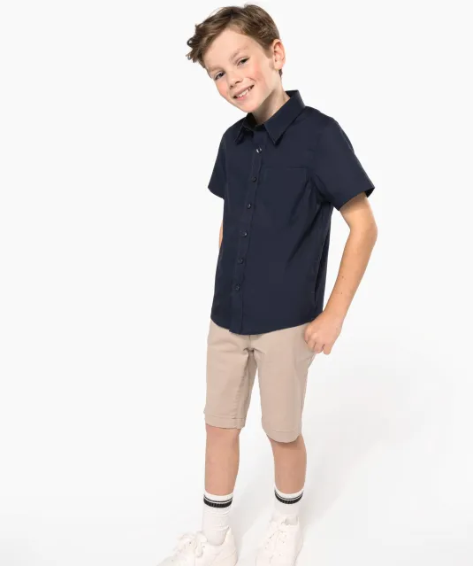 K520 - Kinder poplin overhemd korte mouwen White