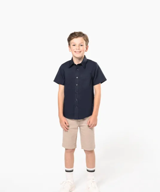 K520 - Kinder poplin overhemd korte mouwen White