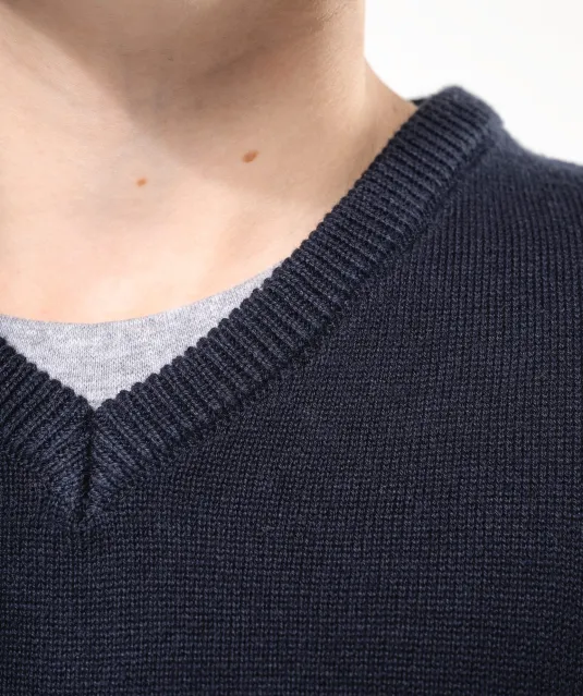 K9109 - Trui met V-hals kind Grey Melange