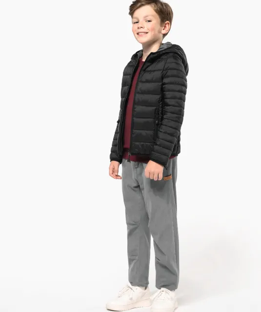 K6112 - Lichte kinderjas met capuchon Black
