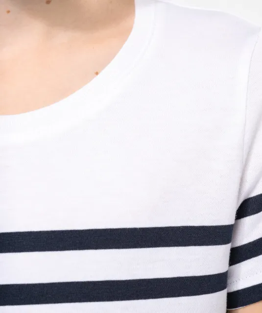 K3035 - Matrozenshirt ronde hals Bio kind Navy / White Stripes