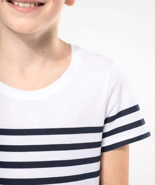 K3035 - Matrozenshirt ronde hals Bio kind Navy / White Stripes