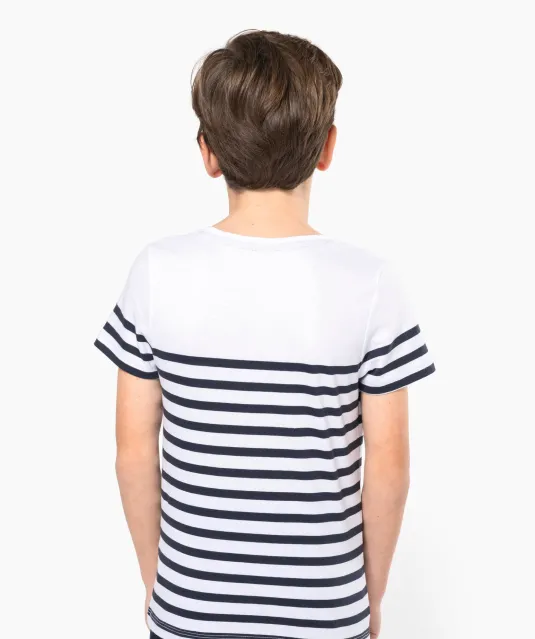 K3035 - Matrozenshirt ronde hals Bio kind Navy / White Stripes