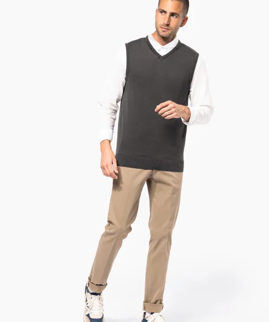 K969 - Heren spencer met v-hals Black