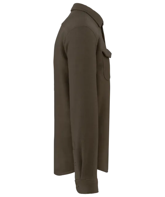 K582 - Overshirt van fleece met sherpavoering Dark Khaki / Storm Grey