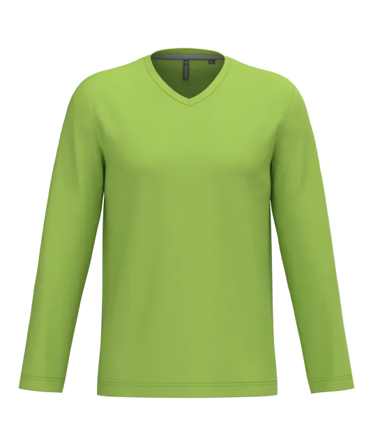 K358 - T-shirt V-hals lange mouwen Lime