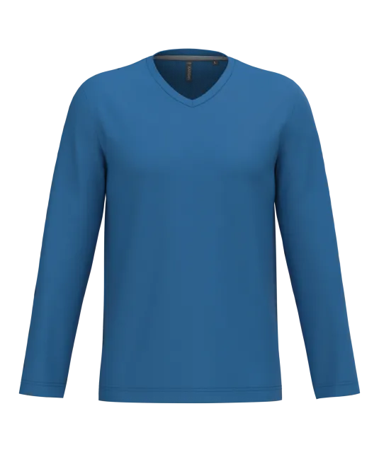 K358 - T-shirt V-hals lange mouwen Light Royal Blue