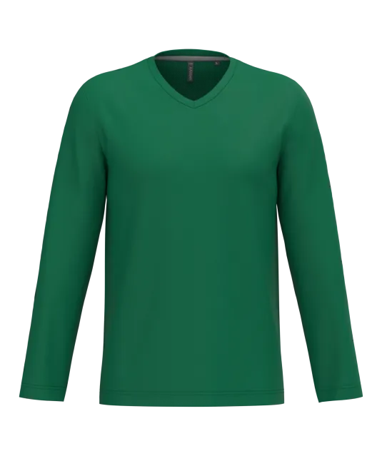K358 - T-shirt V-hals lange mouwen Kelly Green
