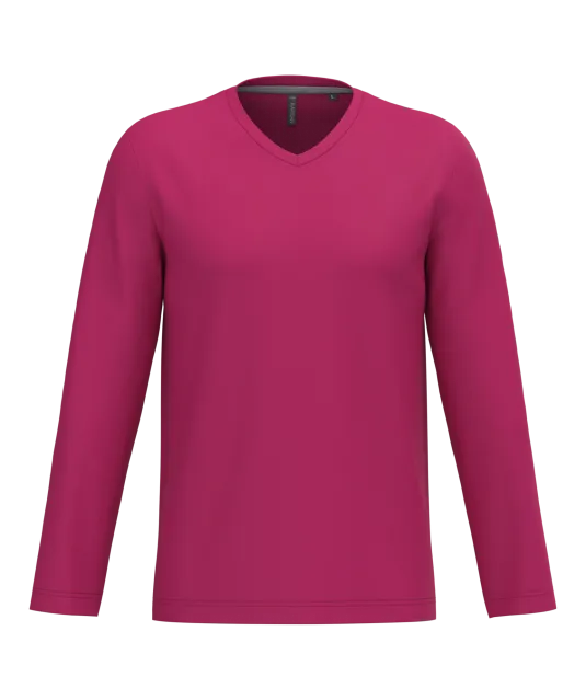 K358 - T-shirt V-hals lange mouwen Fuchsia