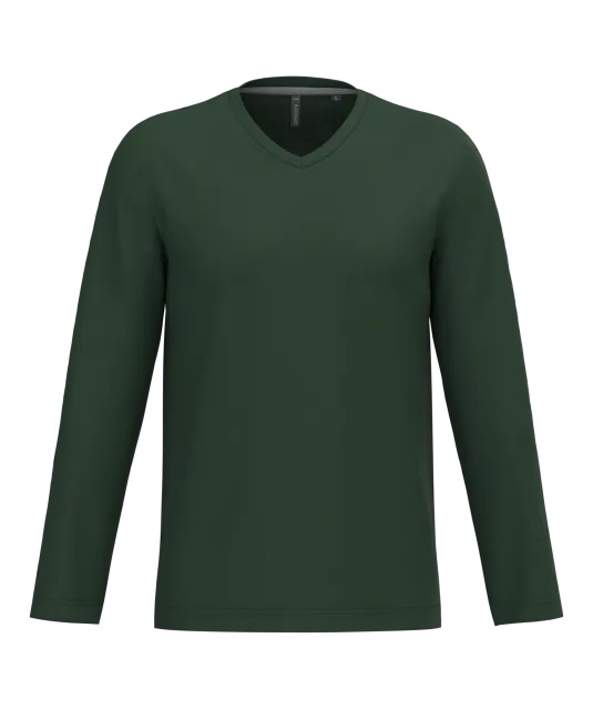 K358 - T-shirt V-hals lange mouwen Forest Green
