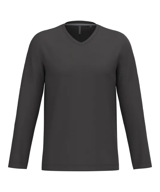 K358 - T-shirt V-hals lange mouwen Dark Grey