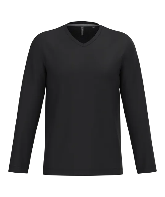 K358 - T-shirt V-hals lange mouwen Black