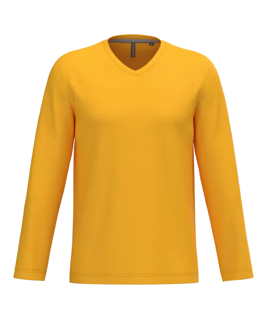 K358 - T-shirt V-hals lange mouwen Yellow