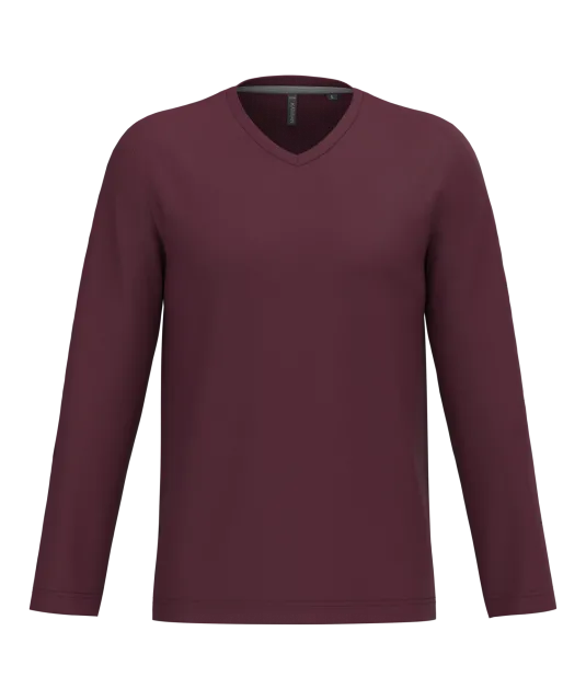 K358 - T-shirt V-hals lange mouwen Wine
