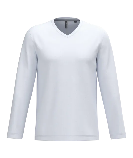 K358 - T-shirt V-hals lange mouwen White