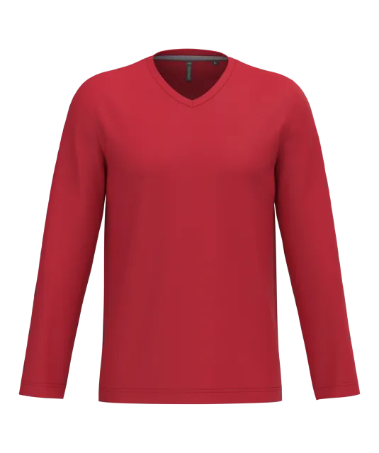 K358 - T-shirt V-hals lange mouwen Red