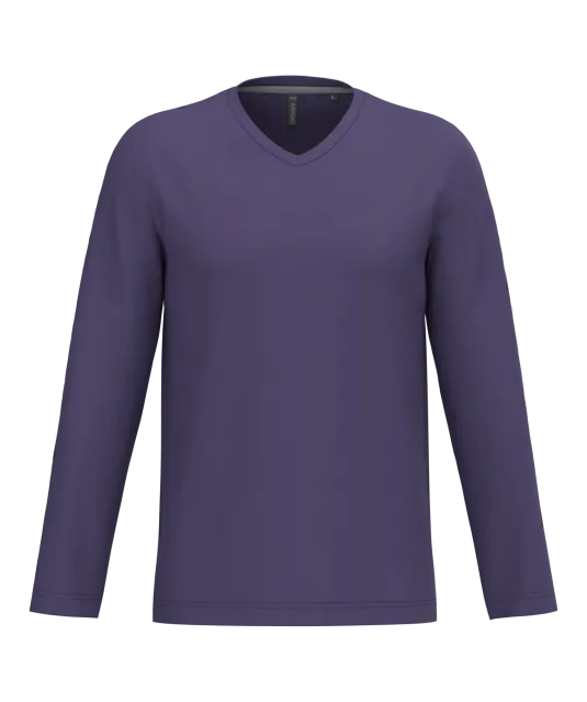 K358 - T-shirt V-hals lange mouwen Purple