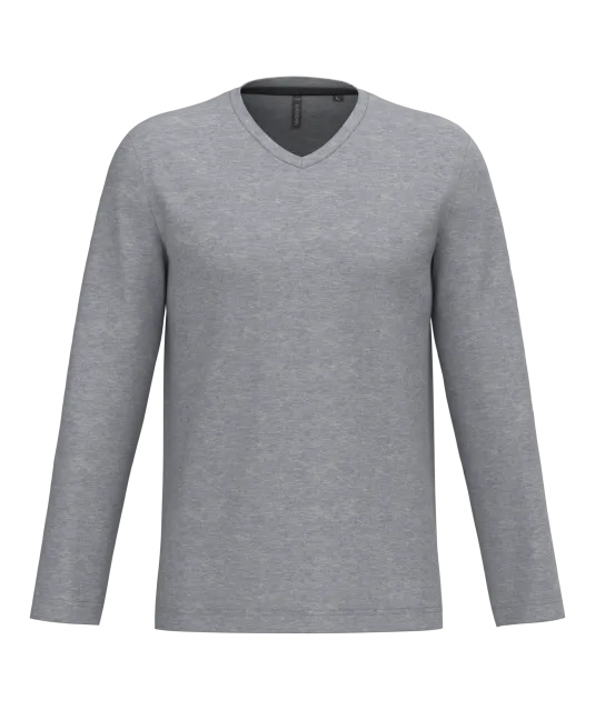 K358 - T-shirt V-hals lange mouwen Oxford Grey