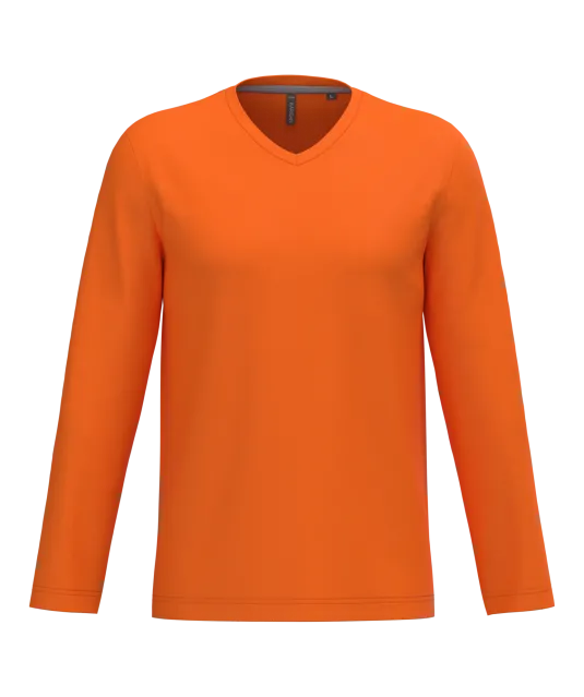 K358 - T-shirt V-hals lange mouwen Orange