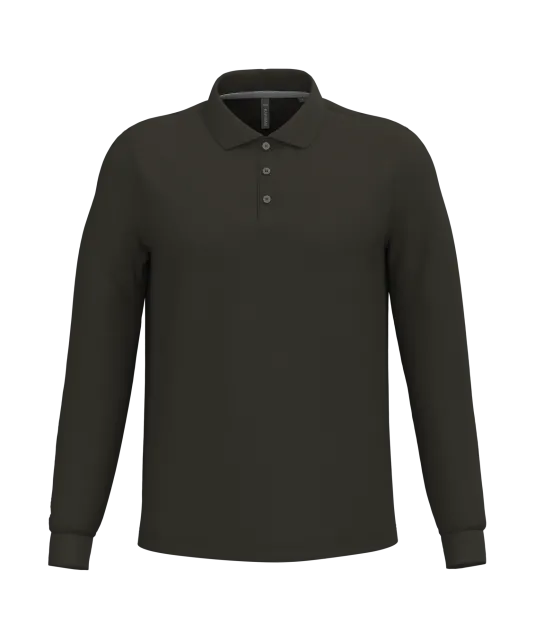 K243 - Polo lange mouwen Dark Khaki