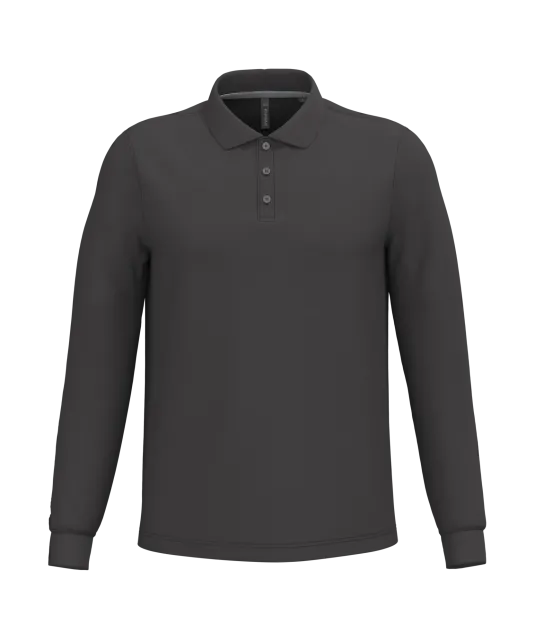 K243 - Polo lange mouwen Dark Grey