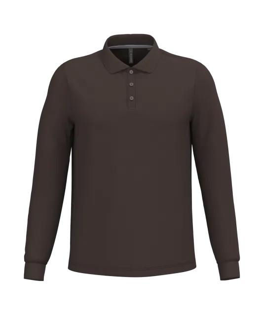 K243 - Polo lange mouwen Chocolate