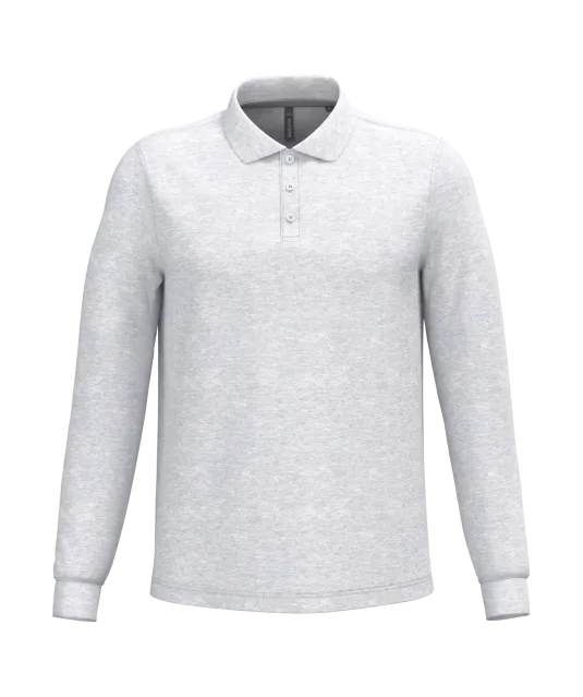 K243 - Polo lange mouwen Ash Heather