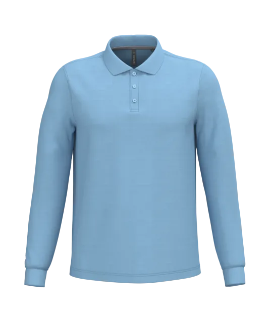 K243 - Polo lange mouwen Sky Blue