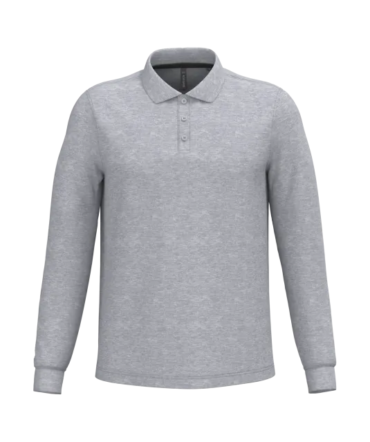 K243 - Polo lange mouwen Oxford Grey