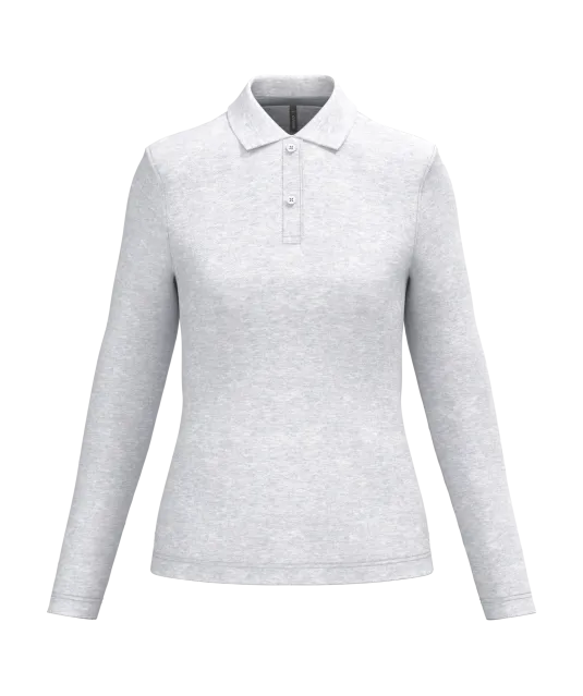 K244 - Damespolo lange mouwen Ash Heather